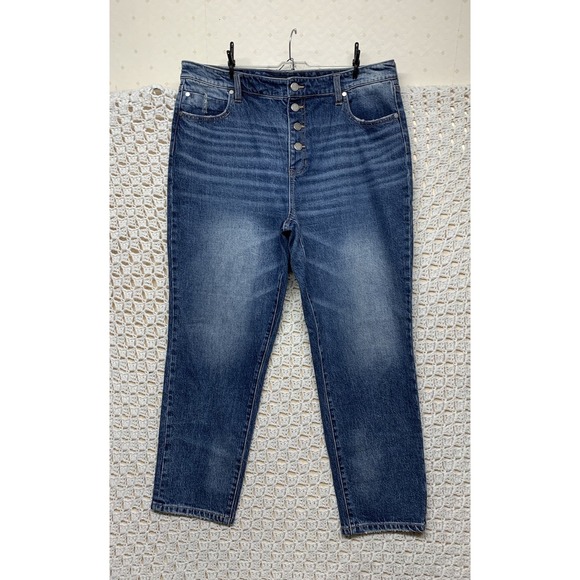 Liverpool Denim - Liverpool Jean Size 12/31 Blue Denim High Rise Straight Leg Stretch Button Fly